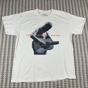 Official Post Malone Austin 2024 Cream T Shirt Men’s Sz L New